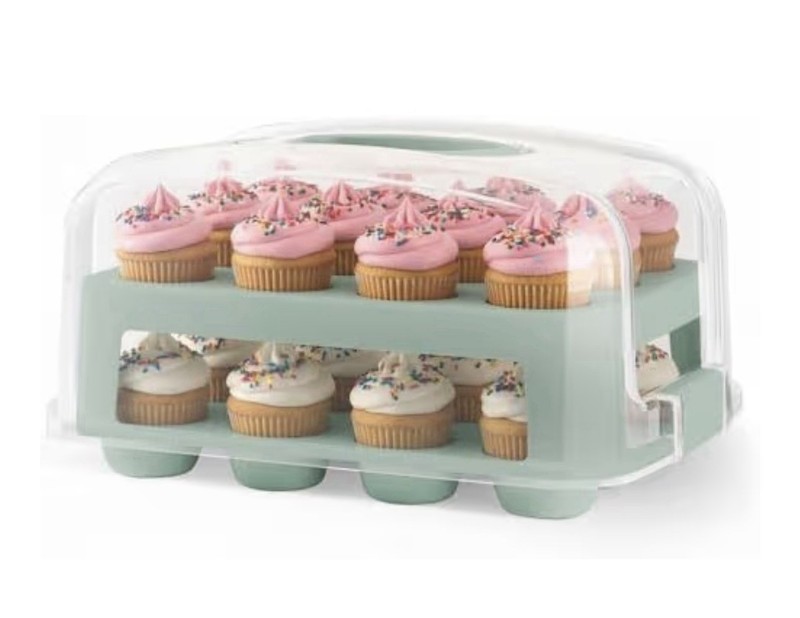 MosJos EXTRA TALL DOME 24 Cupcake Carrier, Green Cupcake Holder Carries