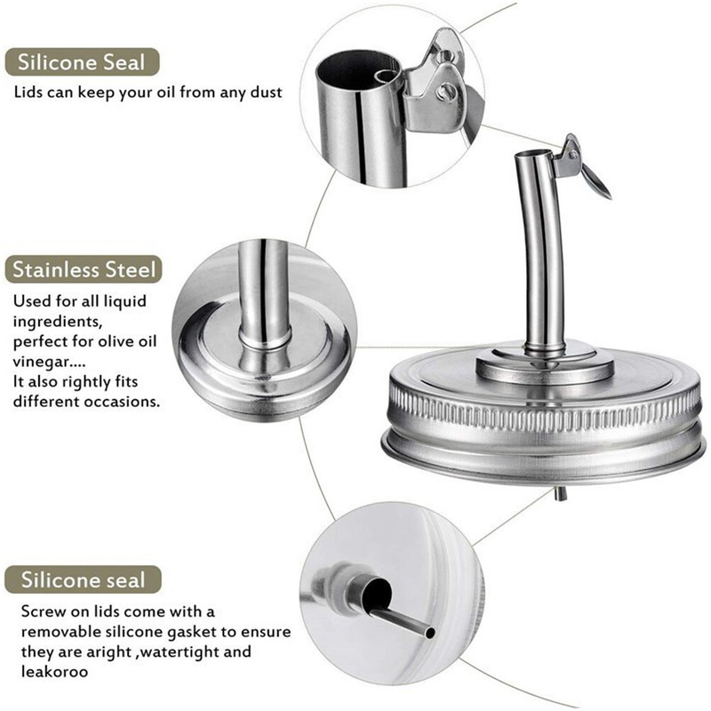 4PCS Jar Spout Lids Mason Jar Moonshine Pourer Nozzle Olive Oil Dispenser gallery