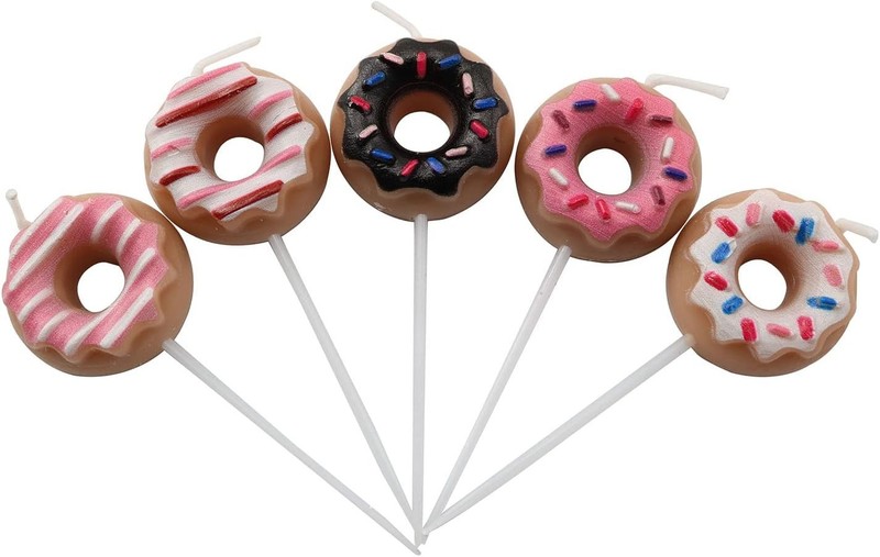 2Boxes 10PCS Donut Cake Candles Donut Party Pick Candles