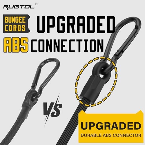 Bungee Cords, 12 inch Black Bungee Cords with Carabiner Hooks for Camping, gallery