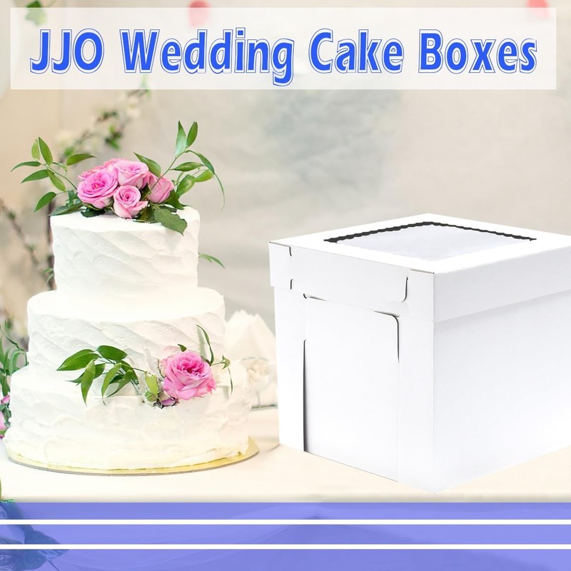 Tall Cake Boxes for Tier Cakes, 14x14x12 Inches 3 Pack,Whie Cake Boxes with W... gallery