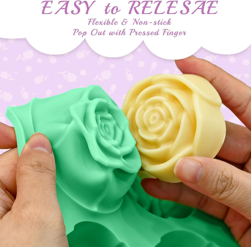 2 Pcs Large Rose Silicone Mold for Chocolate Strawberry, Easy Release Rose Ice C gallery