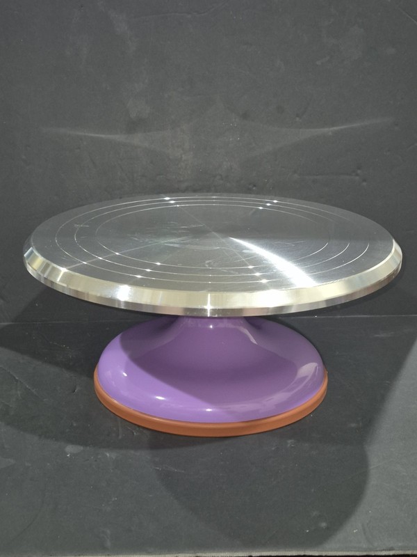 Sanneng Rotating Cake Decorating Stand, 12″ Ribbed Aluminum Top Heavy Base.