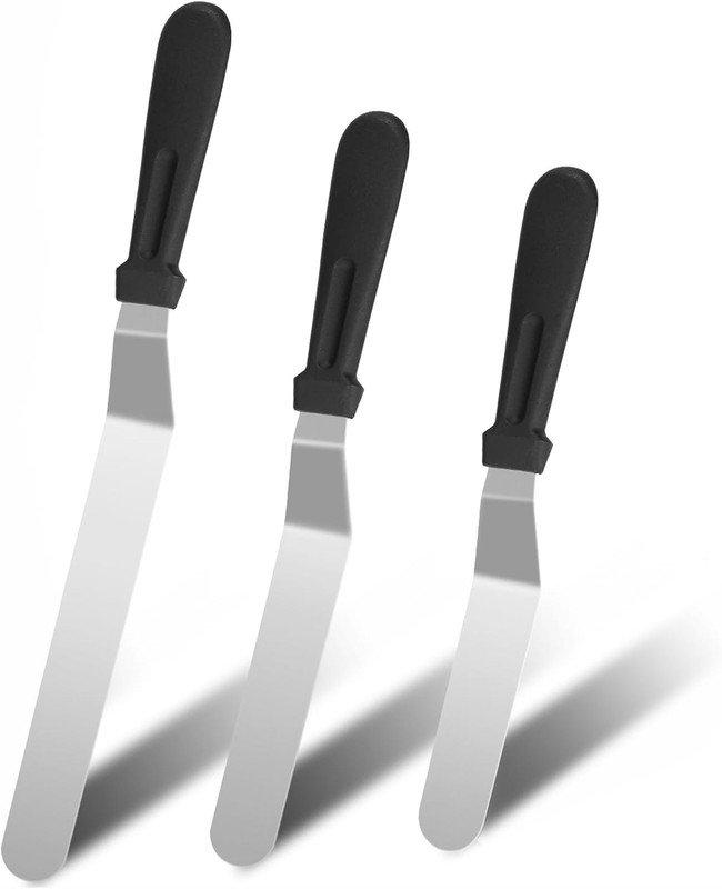 3 PCS Icing Spatulas, Offset Spatula, Stainless Steel Cake Decorating Spatulas S