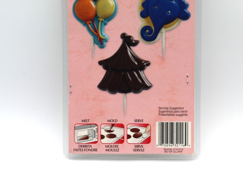 Wilton Candy Chocolate Big Top Lollipop Mold Circus Theme 3 Designs Cavities NOS gallery