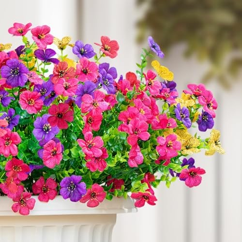 Bundles Artificial Fake Flowers Plants for 16 Mix Red Purple Yellow Fuchsia gallery