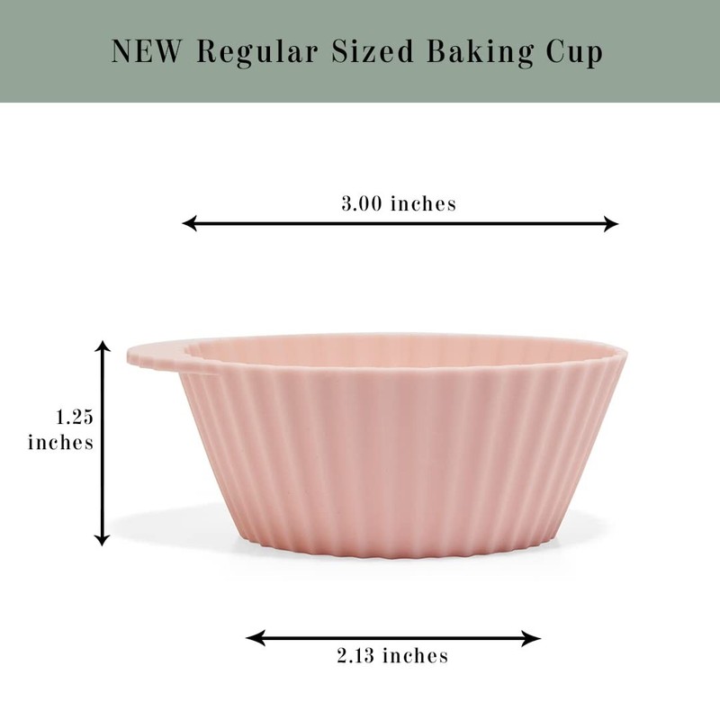 Reusable Silicone Baking Cups 24Pack Regular Pink Gray Blue Muffin Liner Cupcake gallery