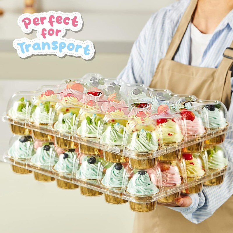 24 Pack x 10 Sets Stackable Cupcake Carrier Holders with 240 Pack Cupcake Lin... gallery