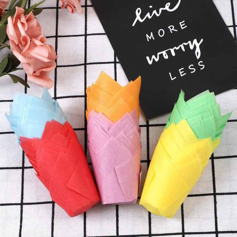 150 Pieces Mini Baking Cups Tulip Baking Cups Cupcake Liners Muffin Liners For W gallery