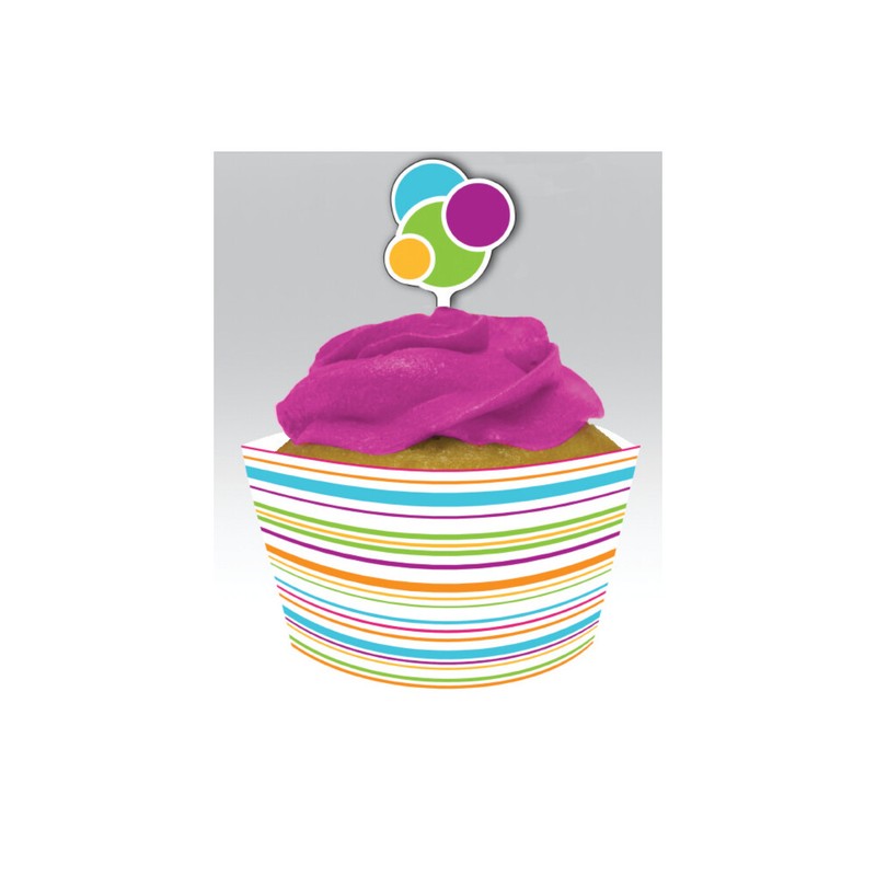 Polka Dot Cupcake Wrappers, Striped Cupcake Pick, Polka Dot Party Decorations