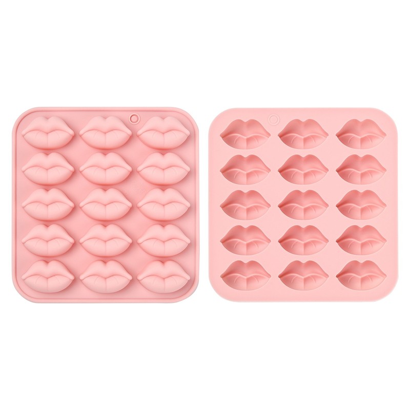 2pcs Mouth Lip Shape Silicone Mold Pink for Chocolate DIY Cake Sugarcraft Making