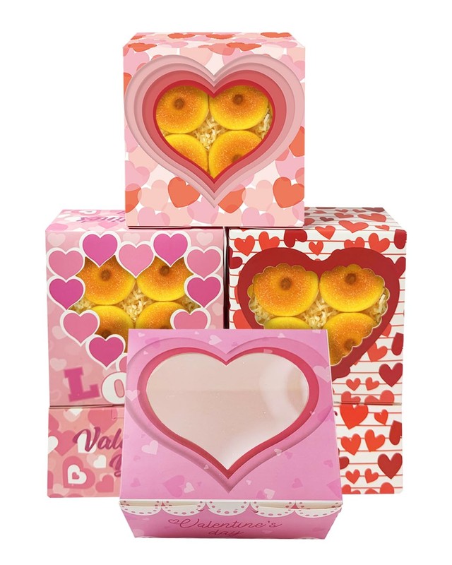 60 PCS 6x6x3" Valentine Cookie Boxes Window Small Pastry Bakery Heart Love gallery