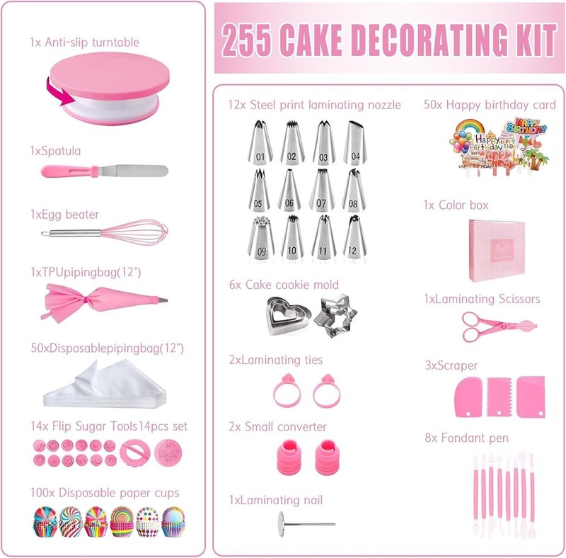 255-PCS Cake Decorating Kit, Piping Bags, Tips Set, Frosting, Baking, Supplies gallery