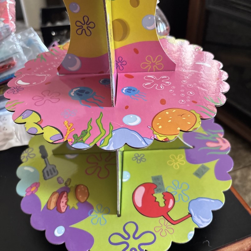 3 Tier Cake Stand Kids Party Spongebob Muffin Cupcake Dessert Holder Supplies gallery