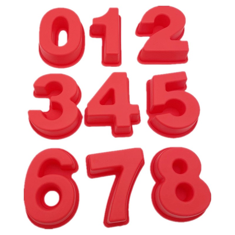 9 Silicone Number Cake Molds 4 inch Jelly Chocolate Candy Muffin Tray Small