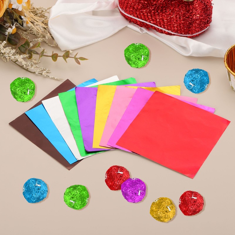 Foil Candy Wrappers 3x3 Inch, 100 Pcs Pink Glossy Paper for DIY Chocolate gallery