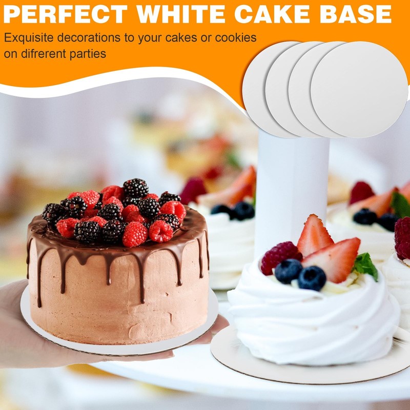 100 PCS 5 Inch Round Cake Boards 0.08 Inch Thick White Corrugated Cake Base gallery