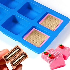 3Pcs Chocolate Covered Cookie S'mores Molds, 6-Cavity Square Molds Silicone for gallery