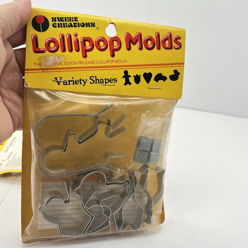 Vintage Metal Lollipop Molds Kit Various Shapes Lot Of 2 - 10 Molds Each NEW NOS gallery