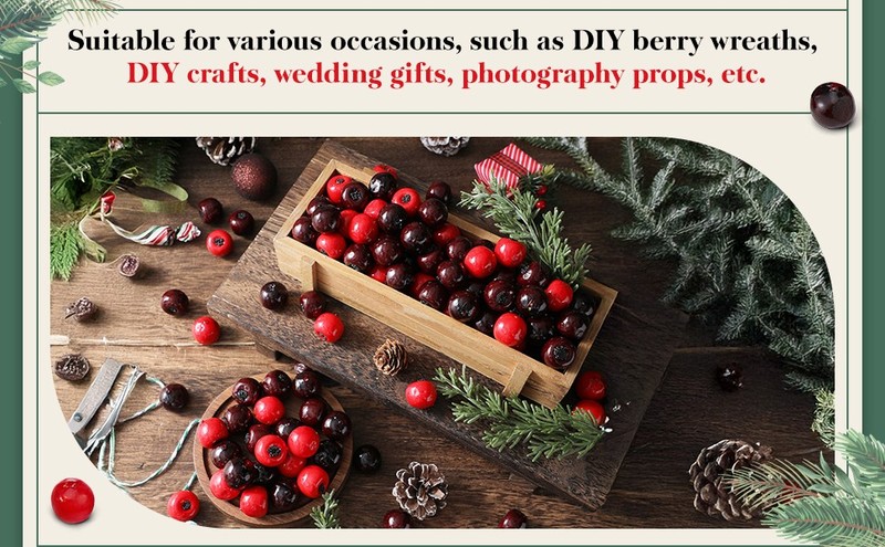 Waa 200 Pcs Christmas Artificial Cranberries for Vase Bowl Filler gallery