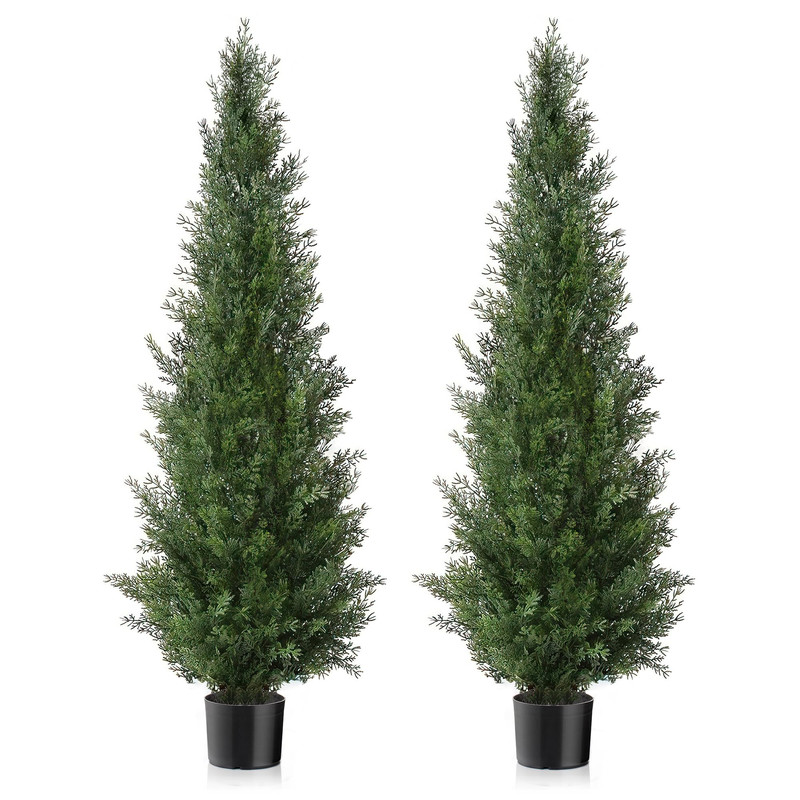 Tresil Set Of 2 Pre-Potted 3 Feet Faux Cedar Tree Lifelike Uv Protected Front