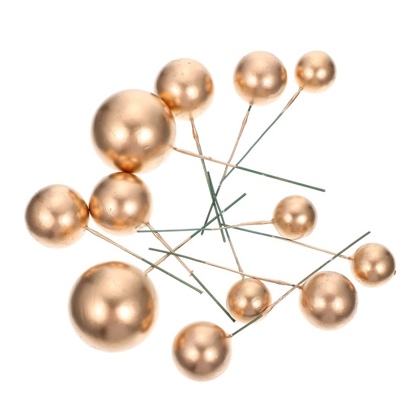 edible gold balls Cake Insert Toppers Birthday Cake Decor Fruit Picks Rose gallery