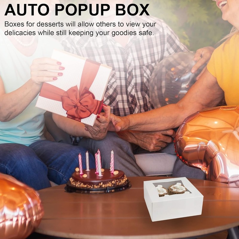 MT Products White Cupcake Box - 6" x 6" x 3" Bakery Boxes - Pack of 200 gallery