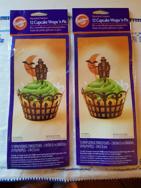 Set 2 Pkgs WILTON Haunted Manor Cupcake Wraps Pix 24 Halloween Cupcake Wrappers