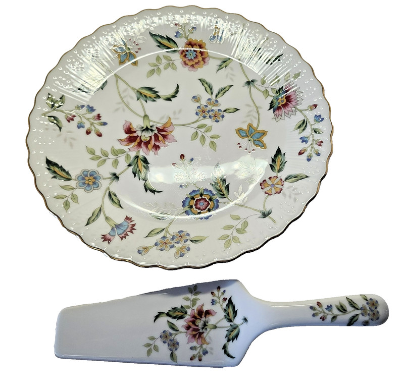 Cake Plate 10” With Matching Server Andrea by Sadek Buckingham Floral Pattern gallery