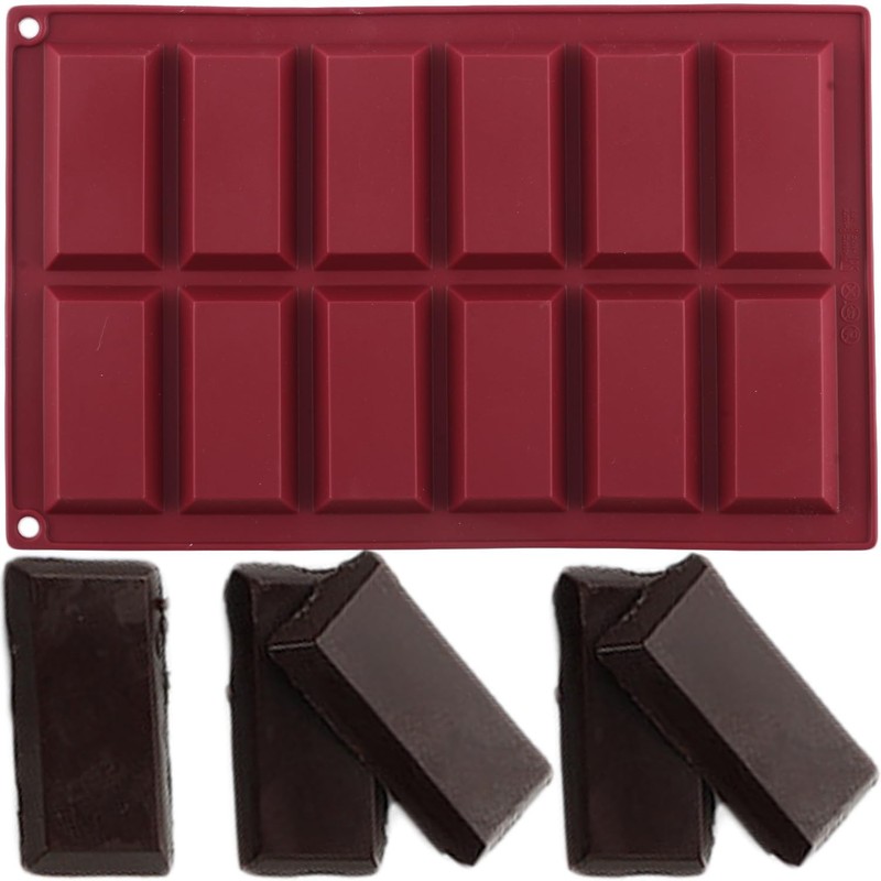 Deep Silicone Thick Chocolate Candy Bar Mold 12Cavity NonStick Food Grade