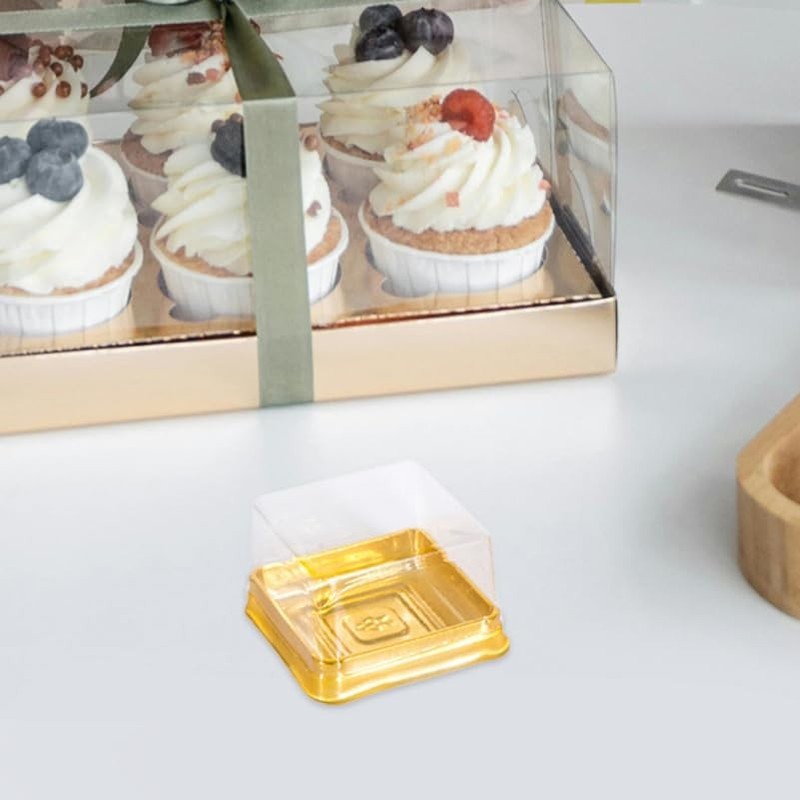 100 Pcs Mini Individual Cupcake Containers Moon Cake Packaging Clear Plastic ... gallery
