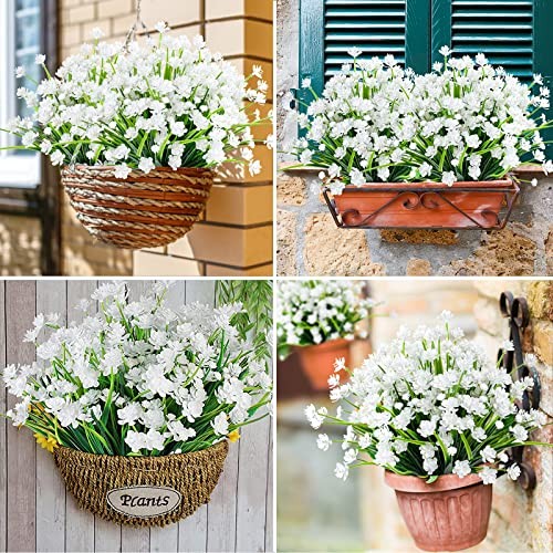 20 Bundles Artificial Flowers for Outdoor Outside Spring 20 PCS Pure White gallery