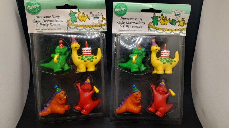 Vintage Wilton Dinosaur Cake Topper Lot Party Favors New 1994
