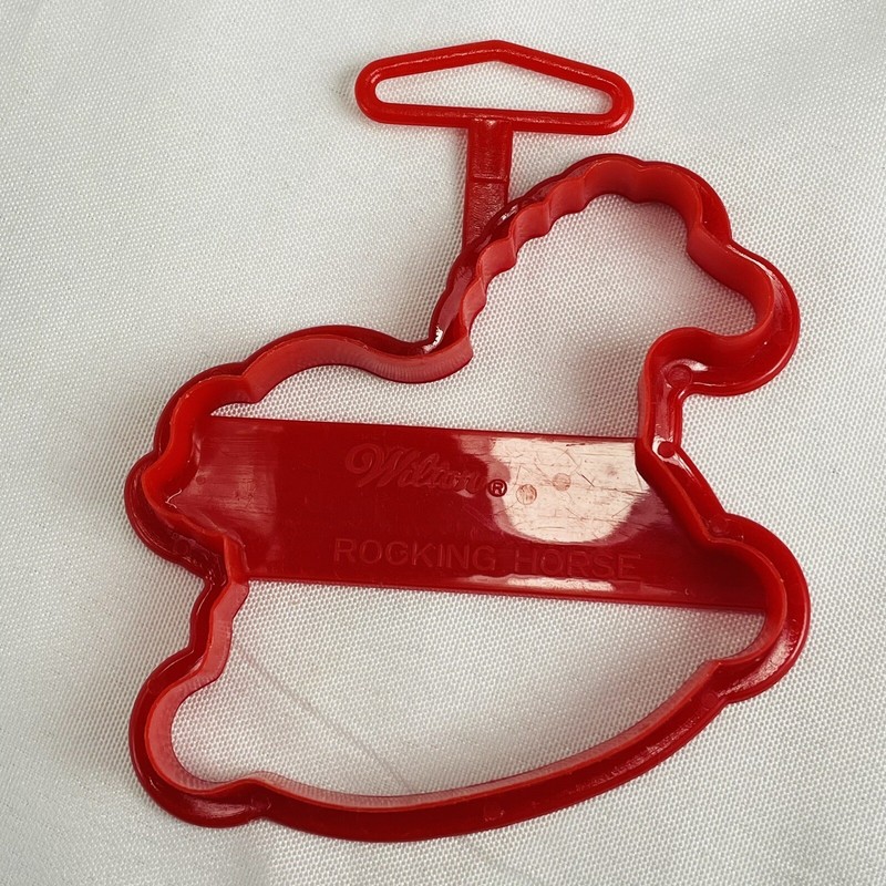 Angel And Rocking Horse Wilton Plastic Cookie Cutters Christmas Set of 2 Vintage gallery