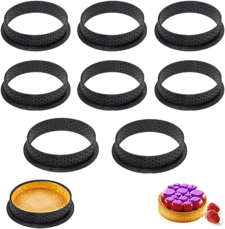 Tart Ring Molds, 8pcs Round Shape Cake Molds Mousse Circle Mini Tart Rings for