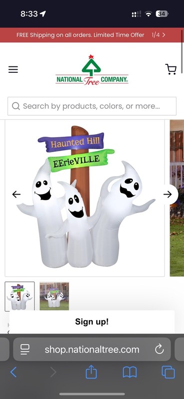 6 ft. Halloween Ghost Trio and Signpost Decoration Inflatable