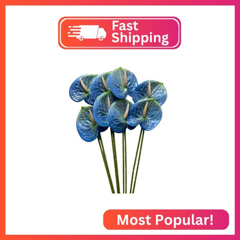 Corkwaw 8 Pcs 23-5/8 inch Artificial Anthurium Flowers Real Touch Fake Flower fo