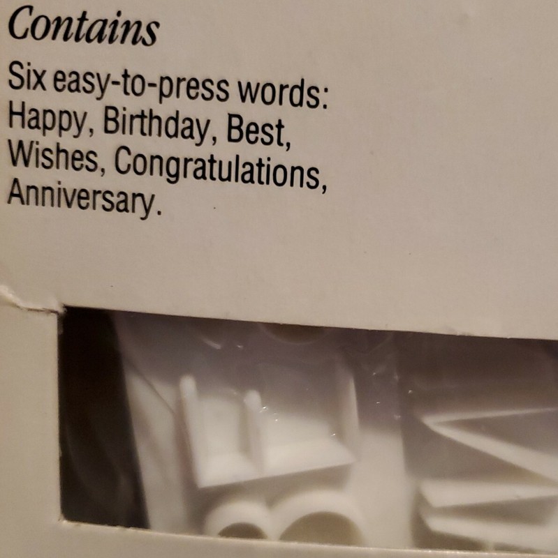 Wilton Message Pattern Press Set Cake Decorating Bday, Anniv, Congrats, Best Wis gallery