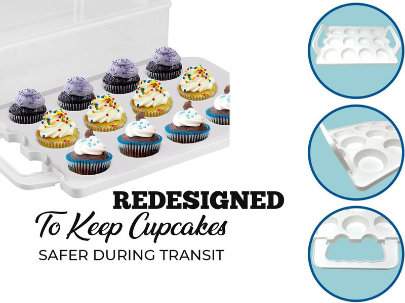 Cupcake Carrier, Cupcake Holder | Premium Upgraded Model Holds Cupcakes Steadier gallery