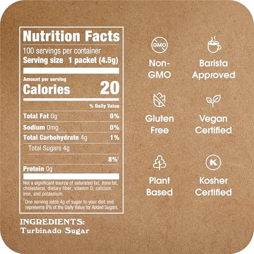 Sugar In The Raw Turbinado Cane Packets, 100 Ct, 1 Ounce (Pack of 1) gallery