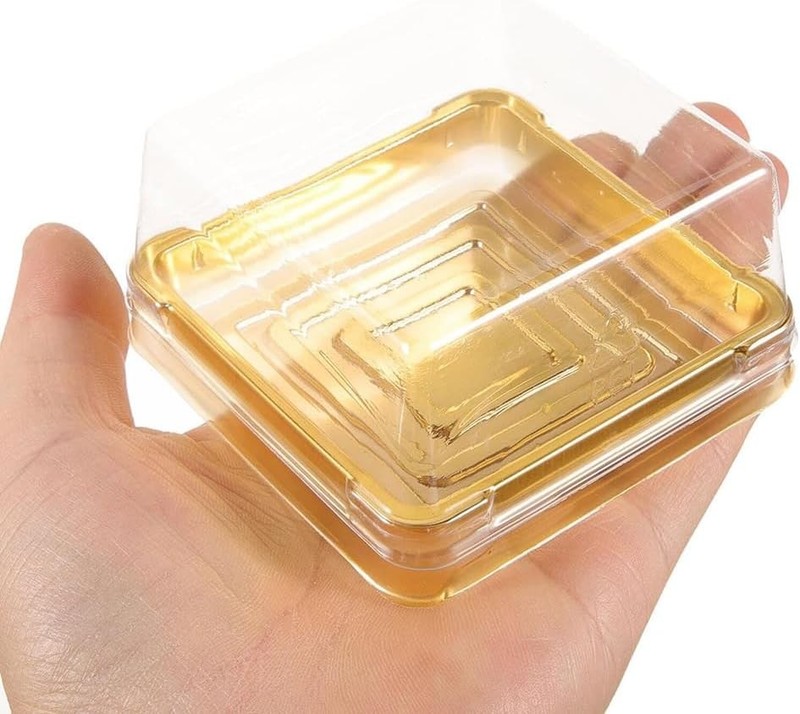 Clear Plastic Mini Cake Boxes, Square Cupcake Holders, Mini Dessert Packaging wi gallery