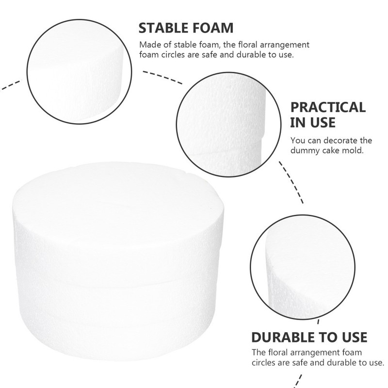 3Pcs White Round Foam Circles for Crafts Perfect for Cake Decoration Modeling gallery
