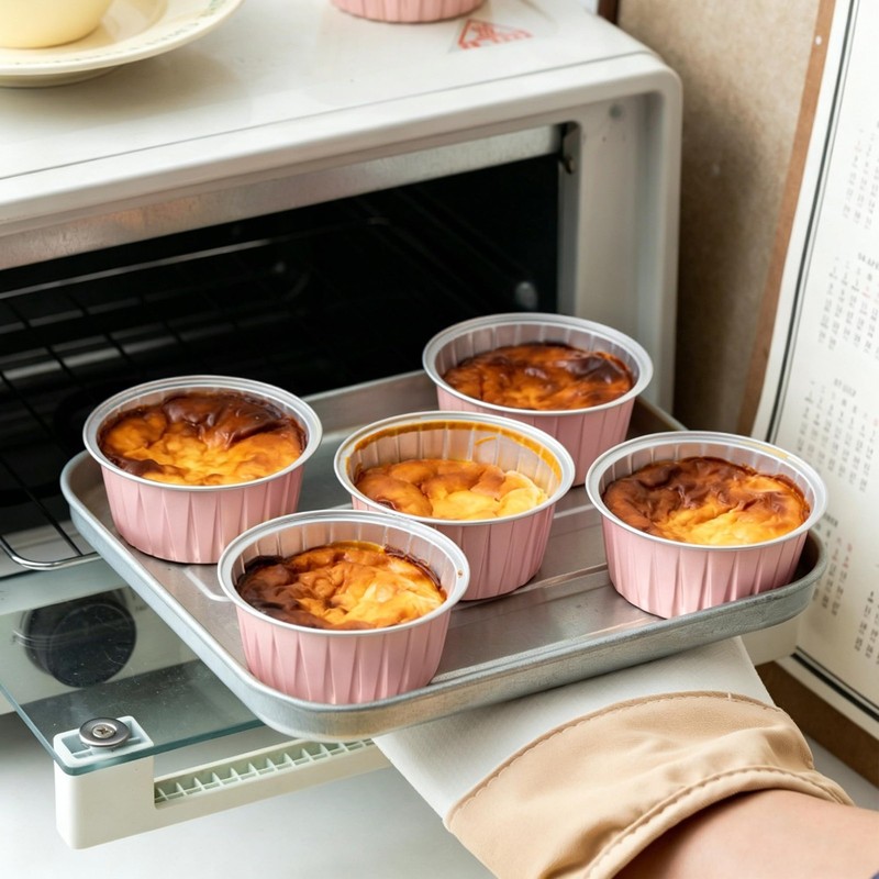 50 Pack Round Disposable Aluminum Foil Baking Cups-5oz, Mini Cake Pans with L... gallery