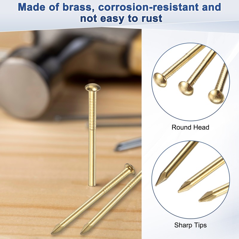 100-Pack Small Nails, 1.5mm x 15mm Brass Nails Round Head Hardware gallery