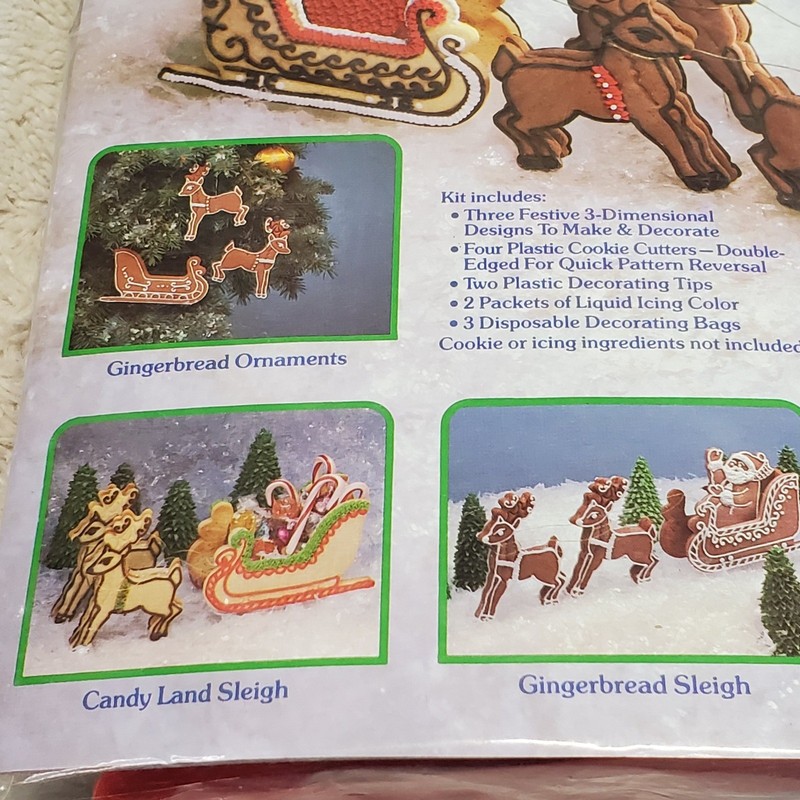 NEW Vintage 1983 80s Wilton's Cookie Cutters Santa Christmas Reindeer Sleigh Kit gallery