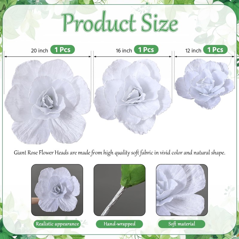 Norme 3 Pcs Artificial Giant Flowers For Decoration 12 16 20 Inch Wedding Large gallery