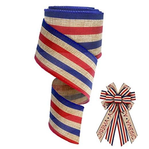 1 Roll 4th of July Fabric Ribbon Patriotic Decor Ribbon Red White Big Stars