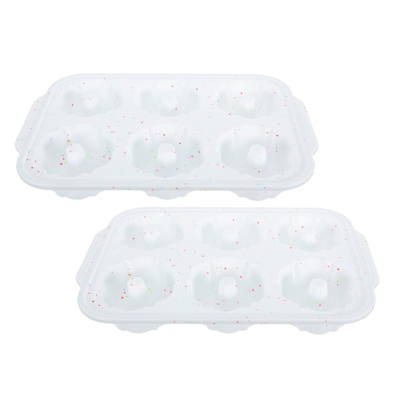 2Pcs Reusable Silicone Donut Baking Molds with Metal Support for Even Heat Cakes gallery