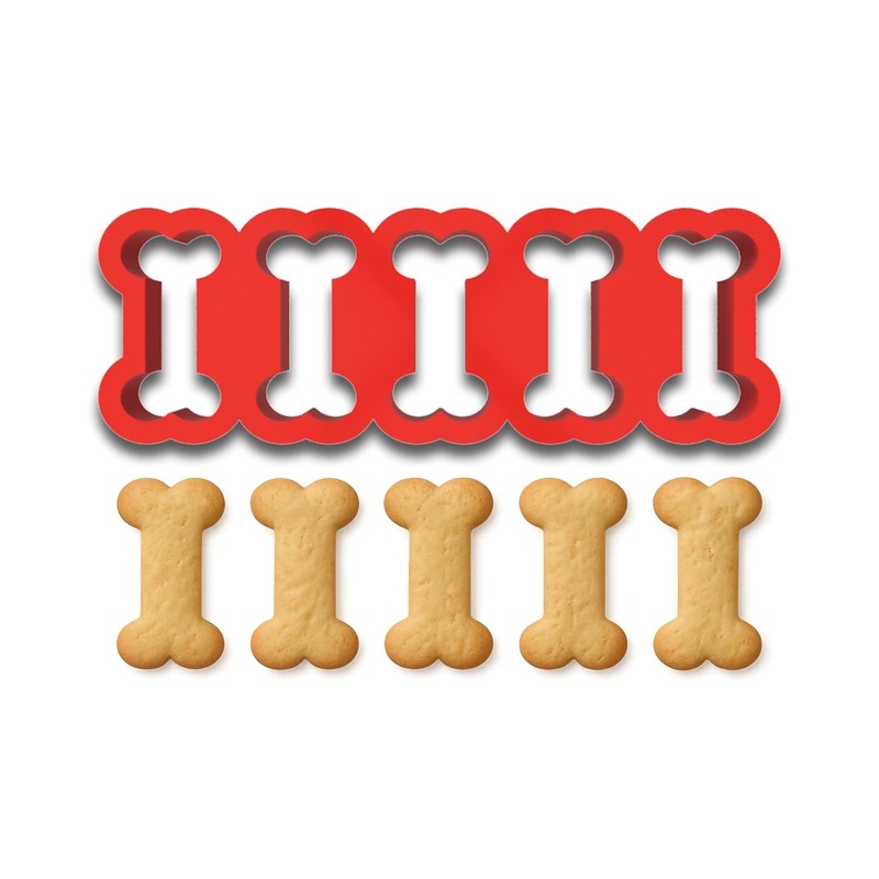 Mini Dog Bone Cookie Cutter Strip – 5 Bones (1" Each) – Perfect for Pet Treats