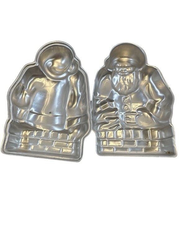 Vintage Christmas Santa Claus Metal Candy Chocolate Cake Two Piece Mold gallery